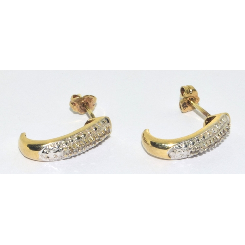 153 - 9ct gold ladies Diamond drop stud earrings 