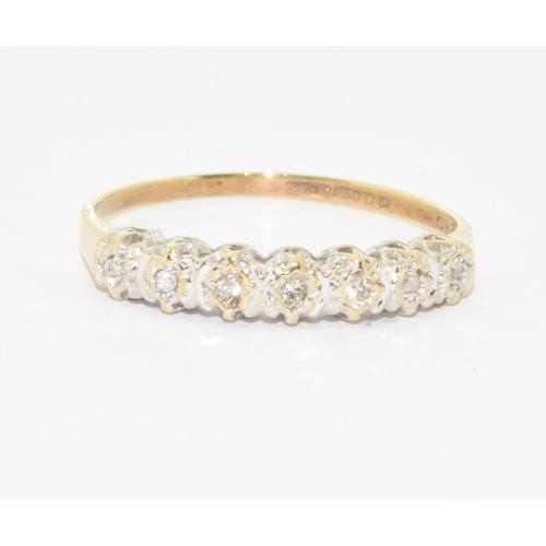 121 - 9ct gold ladies Diamond 1/2 eternity ring size L