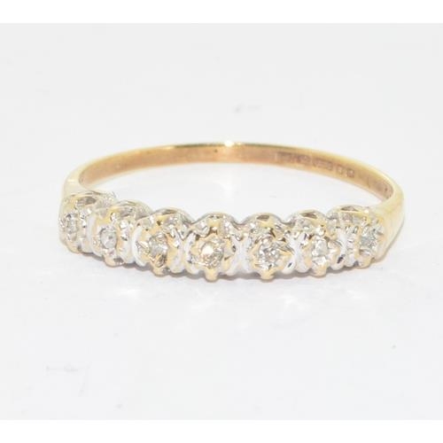 121 - 9ct gold ladies Diamond 1/2 eternity ring size L