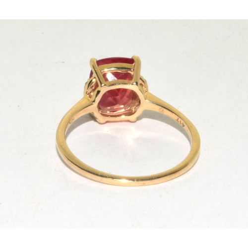 161 - 9ct gold ladies larger ruby and accent Diamond ring size S