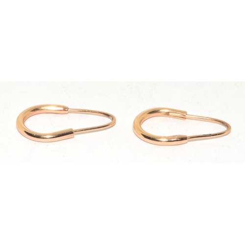 18 - 14ct gold ladies drop hoop earrings 1.8 grams