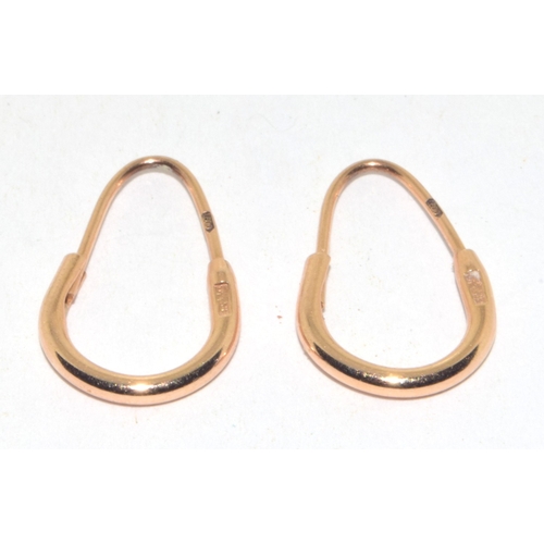 18 - 14ct gold ladies drop hoop earrings 1.8 grams