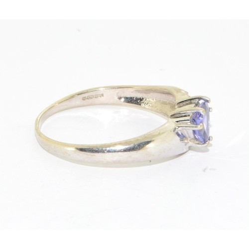 51 - 9ct white gold Tanzanite and Diamond ring size N