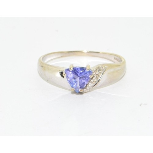 51 - 9ct white gold Tanzanite and Diamond ring size N