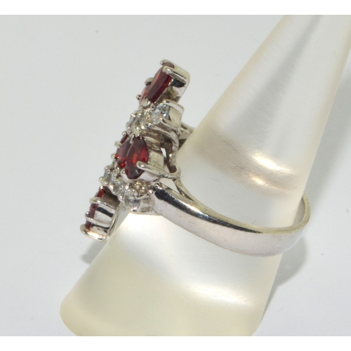 189 - Large Garnet CZ 925 silver cluster ring size Q