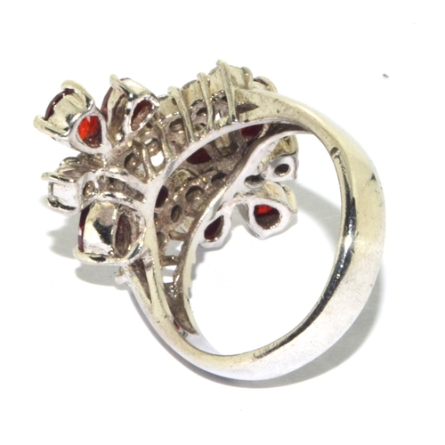 189 - Large Garnet CZ 925 silver cluster ring size Q