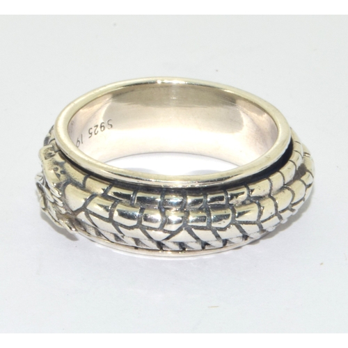 244 - Mens Dragon 925 silver spinner ring size S