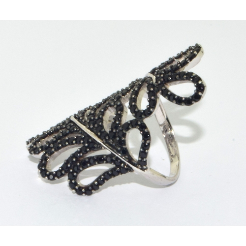 74 - Gemporia Black gem set 925 silver cocktail ring size M