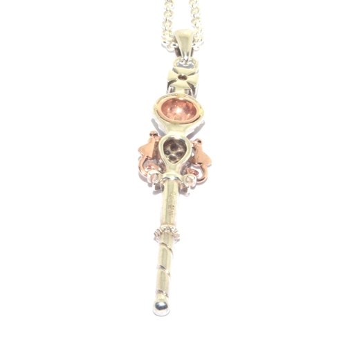 219 - Clogau Rose gold on 925 silver Diamond Sceptre Orb coronation pendant