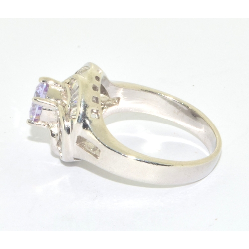 269 - Lavender CZ 925 silver cluster ring size P