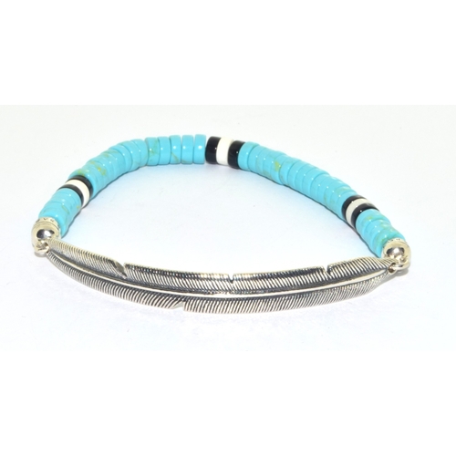 309 - Thomas Sabo Turquoise 925 silver Navaho designed bracelet 