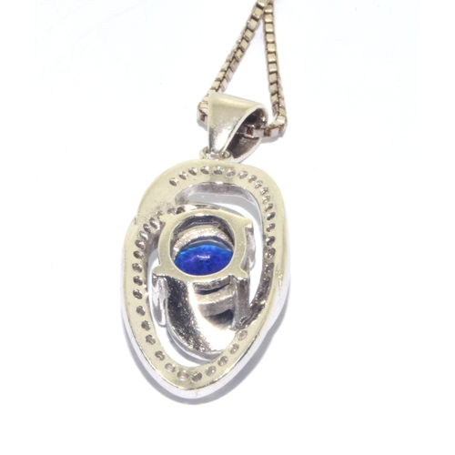 245 - Stylish CZ and Sapphire 925 silver pendant and chain