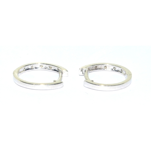 158 - 9ct white gold Diamond hoop earrings 