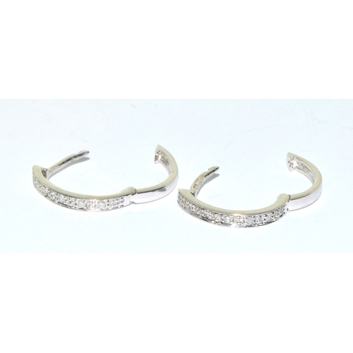 158 - 9ct white gold Diamond hoop earrings 