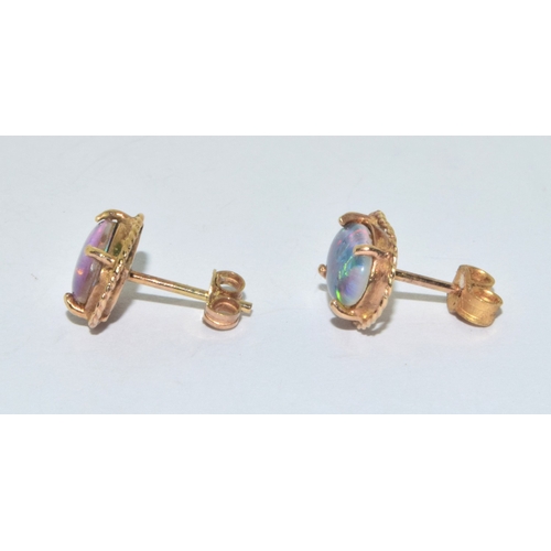 253 - 9ct gold Opal stud earrings on 9ct gold posts 