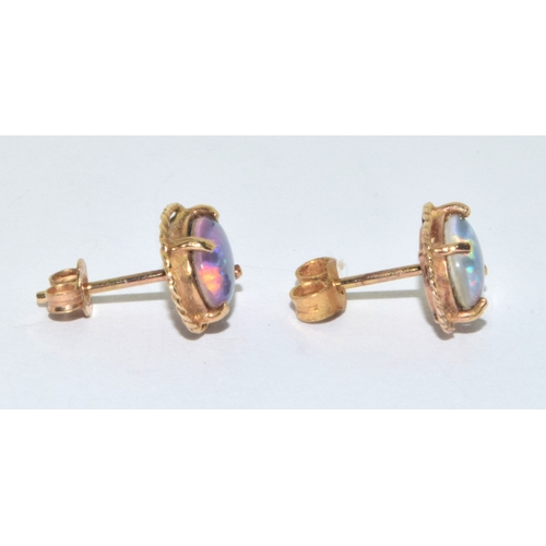 253 - 9ct gold Opal stud earrings on 9ct gold posts 