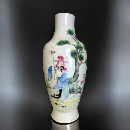 48 - A Chinese Famille Rose porcelain vase.Republic period. Finely painted in overglaze enamels.Height - ... 