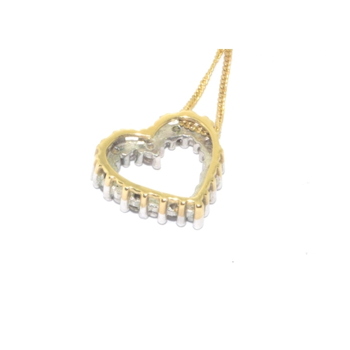 178 - 9ct gold Diamond heart pendant necklace on a 44cm 9ct gold chain