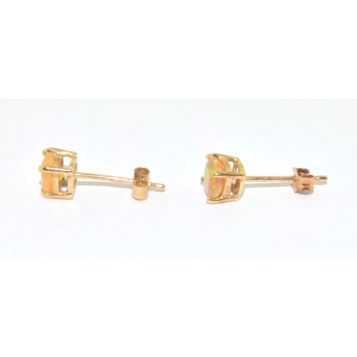 268 - 9ct gold Opal stud earrings on 9ct gold posts