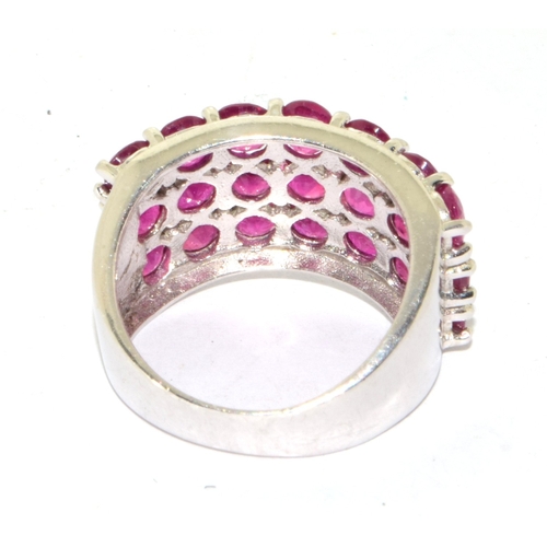 42 - 3 x band Ruby 925 silver ring size Q