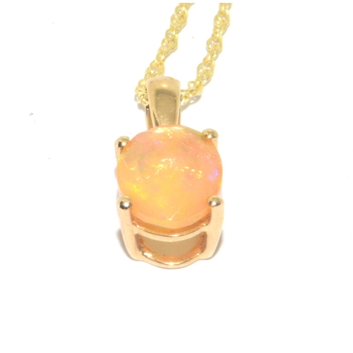 48 - 9ct gold ladies oval cut Opal pendant necklace on a 9ct gold chain of 44cm