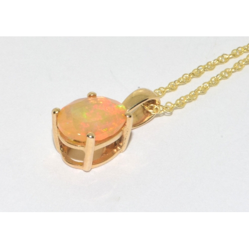 48 - 9ct gold ladies oval cut Opal pendant necklace on a 9ct gold chain of 44cm