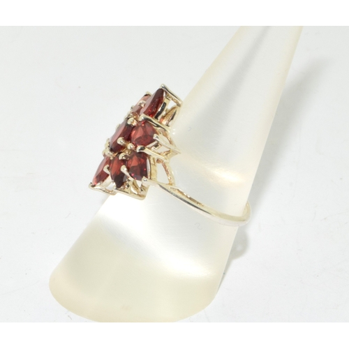 72 - Large Garnet 925 silver cluster ring size P