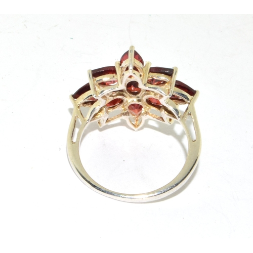 72 - Large Garnet 925 silver cluster ring size P