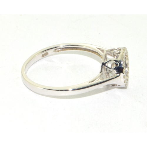 78 - 14ct white gold ladies Diamond halo mount ring with a floating blue diamond size O