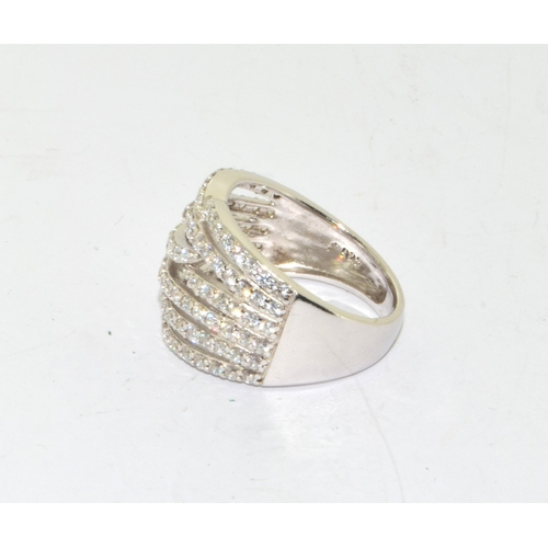 82 - Glitzy DQ cz 925 silver statement ring size O