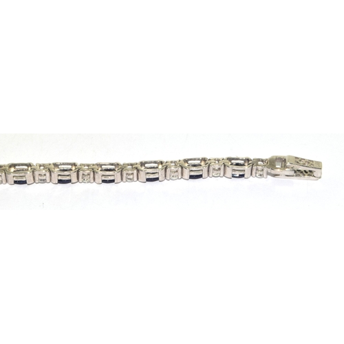 133 - Silver Sapphire and CZ line bracelet