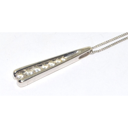 138 - 18ct white gold Diamond drop pendant hall marked as 0.25ct on a 9ct white gold chain of 44cm