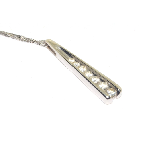 138 - 18ct white gold Diamond drop pendant hall marked as 0.25ct on a 9ct white gold chain of 44cm