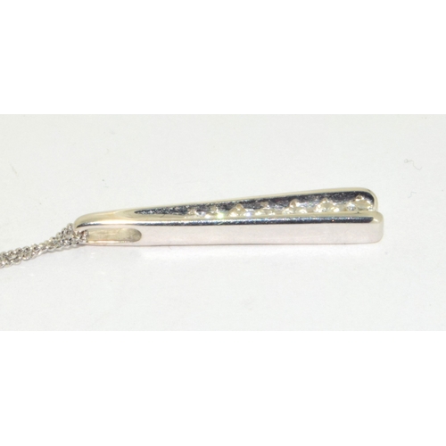 138 - 18ct white gold Diamond drop pendant hall marked as 0.25ct on a 9ct white gold chain of 44cm