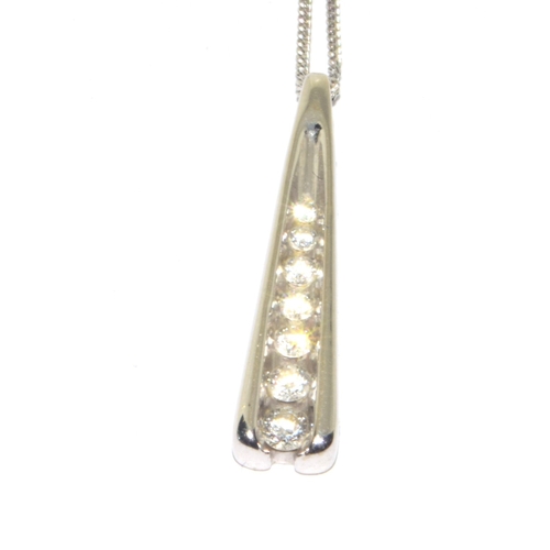 138 - 18ct white gold Diamond drop pendant hall marked as 0.25ct on a 9ct white gold chain of 44cm