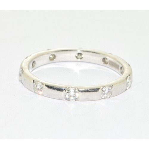 181 - 9ct white gold ladies Diamond full eternity ring in a Cartier love ring design size U (note two ston... 