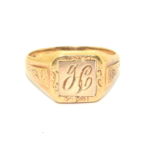 191 - 9ct gold Masonic reversable signet ring with enamelled Masonic decoration 6.5g size X