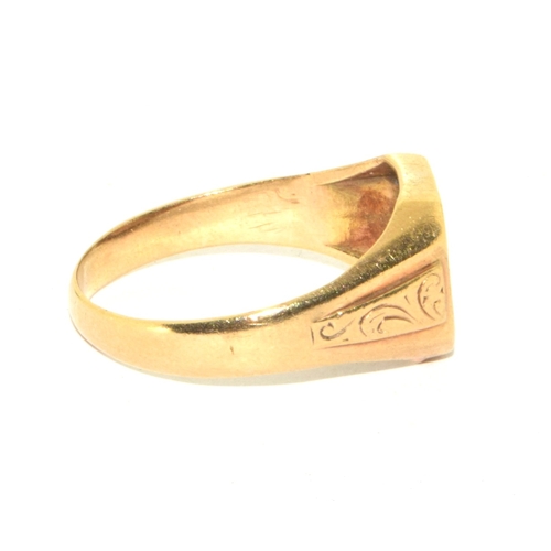 191 - 9ct gold Masonic reversable signet ring with enamelled Masonic decoration 6.5g size X