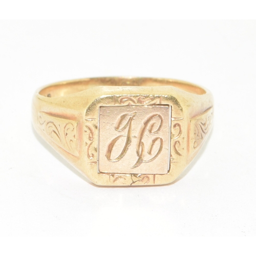 191 - 9ct gold Masonic reversable signet ring with enamelled Masonic decoration 6.5g size X