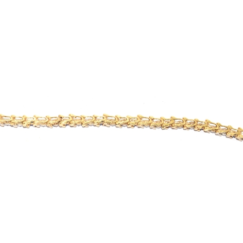 193 - 9ct gold Diamond and Sapphire line bracelet 20cm long 6.7g