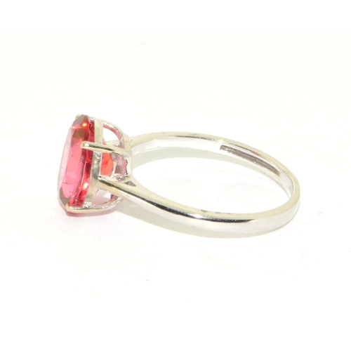 231 - 9ct white gold Pink Tourmaline solitaire ring size N