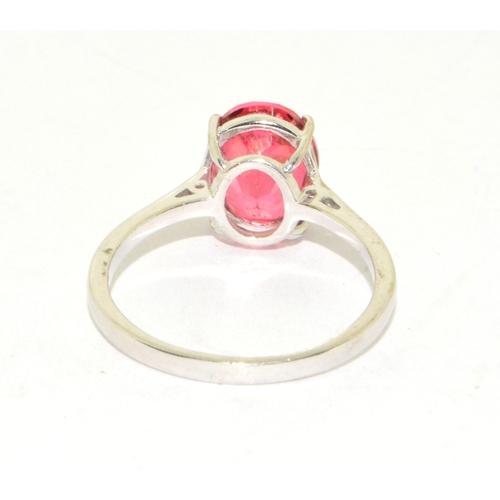 231 - 9ct white gold Pink Tourmaline solitaire ring size N