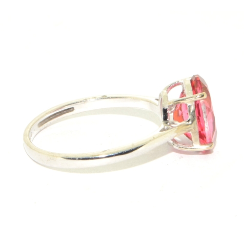 231 - 9ct white gold Pink Tourmaline solitaire ring size N