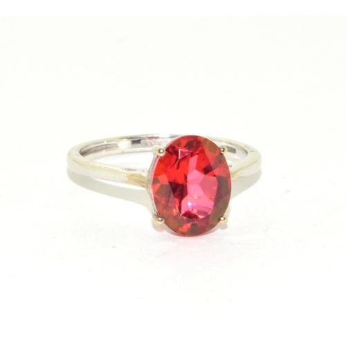 231 - 9ct white gold Pink Tourmaline solitaire ring size N