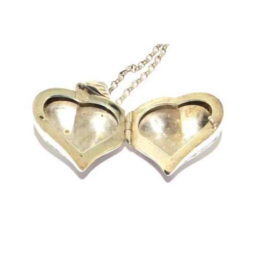 252 - Puffy 925 silver Valentines heart locket and chain