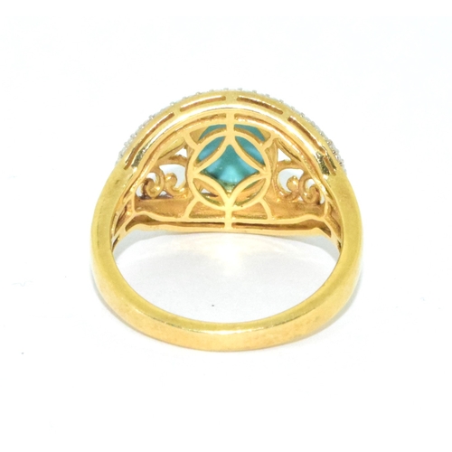 269 - 925 silver/gilt Turquoise cocktail/statement ring size S