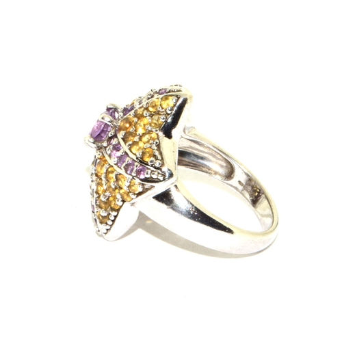 277 - Solid 925 silver Amethyst/citrine 