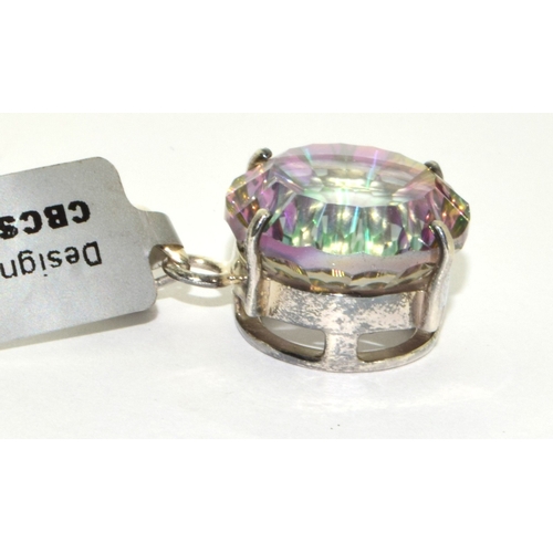 282 - Huge Rainbow Mystic Topaz 925 silver pendant and chain