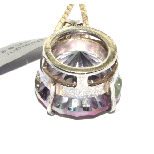 282 - Huge Rainbow Mystic Topaz 925 silver pendant and chain