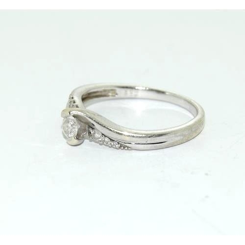 291 - 9ct white gold ladies Diamond ring H/M in ring as 0.33ct  size S